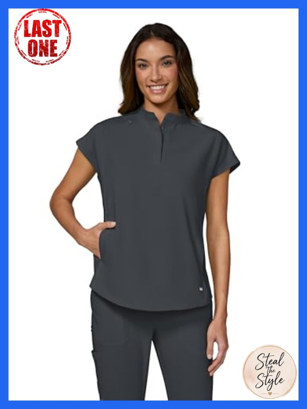 KOI Superhuman Women's Scrub Top 2-Pocket High Neck Moisture-Wicking
